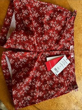 Orlebar Brown Red Floral Buckle-Waist Bermuda Shorts